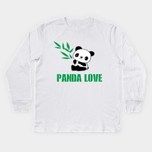 Panda Love - Green Bamboo Kids Long Sleeve T-Shirt